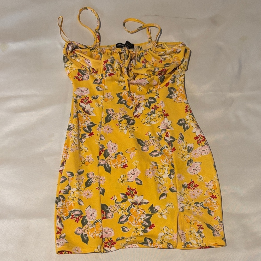 Streetwear Society Yellow Floral Mini Dress